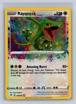 Rayquaza 138/185 Amazing Rare Vivid Voltage Pokemon Holo Near Mint - Image 1