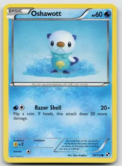 Oshawott 28/114 Black & White Pokemon LP C747 - Image 1