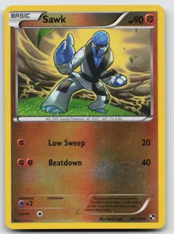 Sawk 62/114 Reverse Holo Black & White Pokemon LP C671 - Image 1