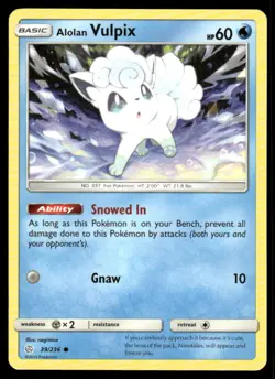 Alolan Vulpix 39/236 Common Cosmic Eclipse Pokemon Lightly Played - Image 1