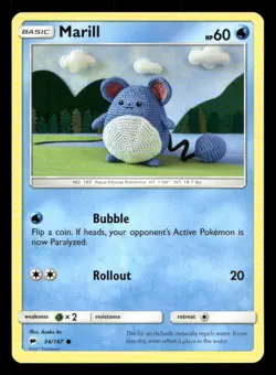 Marill 34/147 Burning Shadows NM/M Pokemon - Image 1