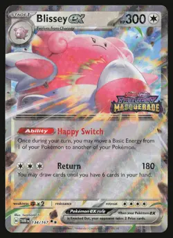 Miscellaneous Blissey ex (Twilight Masquerade Stamped) #134/167 Pokemon Card - Image 1