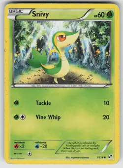 Snivy 1/114 Common Black & White Pokemon Heavily Played - Image 1