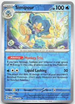Simipour 042/182 Uncommon Paradox Rift Pokemon Reverse Holo Near Mint - Image 1