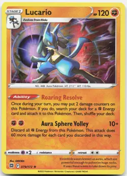 Lucario 079/172 Holo Rare Brilliant Stars Pokemon Holo Near Mint - Image 1