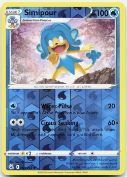 Simipour 069/264 Uncommon Fusion Strike Pokemon Reverse Holo Near Mint - Image 1