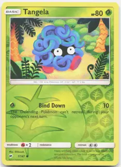 Tangela 7/147 Common Burning Shadows Pokemon Reverse Holo LP - Image 1