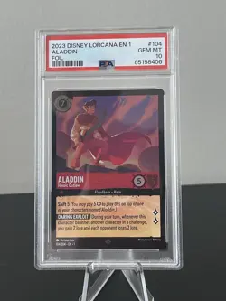 Disney Lorcana First Chapter #104 - Aladdin Heroic Outlaw Cold Foil PSA 10🔥🔥 - Image 1