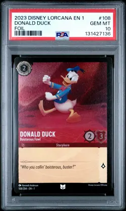 2023 DISNEY LORCANA EN 1-THE FIRST CHAPTER DONALD DUCK - BOISTEROUS FOWL PSA 10 - Image 1