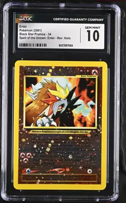 Entei #34 CGC 10 Black Star Promo Wizards Of the Coast 2001 Pokemon Double Swril - Image 3