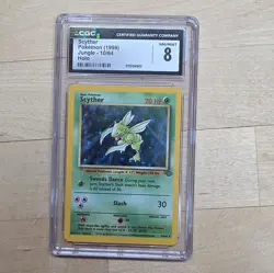 CGC 8 Scyther 10/64 Jungle Holo Rare 1999 Pokemon TCG English - Image 1