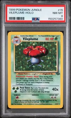 1999 Pokemon Jungle Vileplume Holo Card #15/64 PSA 8 - Image 1
