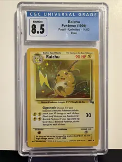 1999 POKEMON FOSSIL HOLO #14/62 RAICHU CGC 8.5 - Image 1