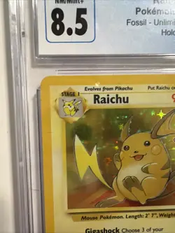 1999 POKEMON FOSSIL HOLO #14/62 RAICHU CGC 8.5 - Image 5