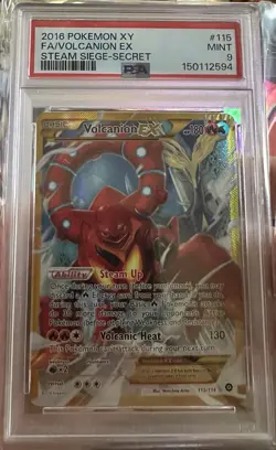 2016 Pokemon XY Steam Siege Volcanion EX Full Art Secret Rare #115 PSA 9 MINT - Image 1