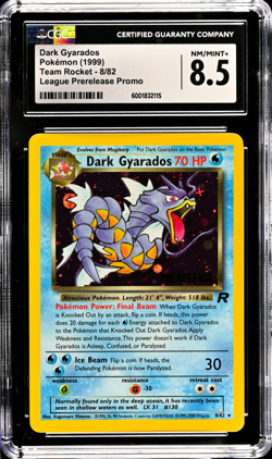 1999 Dark Gyarados 8 Team Rocket Holo Rare Prerelease Pokemon CGC 8.5 Blue Label - Image 1