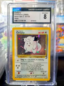 ✨ 2000 Pokemon Clefairy Base Set 2 Rare Holo 6/130 CGC 8 ✨ - Image 1