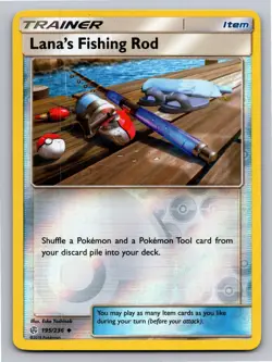Lana's Fishing Rod 195/236 Uncommon Cosmic Eclipse Pokemon Reverse Holo LP - Image 1