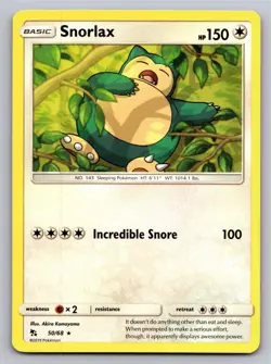 Snorlax 50/68 Rare Hidden Fates Pokemon Lightly Played - Image 1