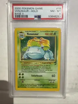 Pokemon TCG Venusaur Base Set 2 Holo Unlimited Rare PSA 8 - Image 1