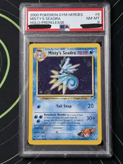 2000 POKEMON GYM HEROES MISTY'S SEADRA PRERELEASE HOLO 9/132 NM-MT PSA 8 - Image 1