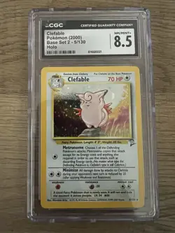 Pokemon TCG Clefable Base Set 2 Holo Unlimited Rare CGC 8.5 - Image 1