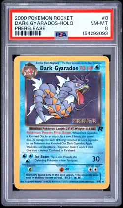 POKEMON DARK GYARADOS HOLO 8 WIZARDS OF THE COAST PRERELEASE ROCKET 2000 PSA 8 - Image 1