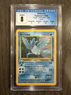 CGC 8 Articuno Fossil Holo Rare Unlimited 2/62 Pokemon TCG Card 1999 - Image 1