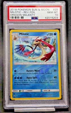 Pokemon Milotic Reverse Holo S&M Dragon Majesty 2018 #29 PSA 10 Gem Mint - POP 4 - Image 1