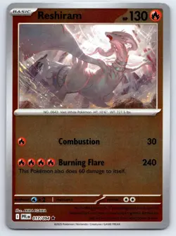 Reshiram 017/094 Rare Phantasmal Flames Pokemon Reverse Holo Near Mint - Image 1