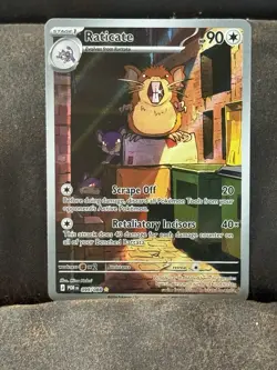Pokemon TCG Team Rocket's Raticate 202/182 Sv10 Destined Rivals IR Holo 90HP - Image 1