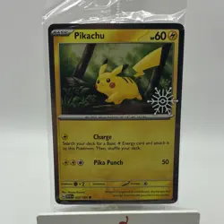 POKEMON TCG PIKACHU HOLIDAY CALENDAR PROMO STAMP HOLO 025/165 HP60 EN - Image 1