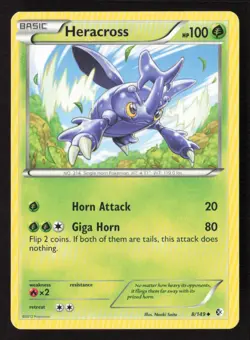 Heracross 8/149 Uncommon Boundaries Crossed Pokemon Near Mint - Image 1