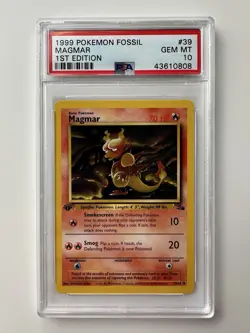 1999 Pokemon Fossil Magmar 1st Edition #39 PSA 10 GEM MT - Image 1