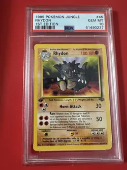 Pokemon TCG 1999 Jungle Rhydon 1st Edition #45 PSA 10 GEM MT - Image 1