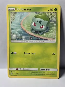 Bulbasaur 1/73 Common Shining Legends Lightly Played Pokemon Card Starter - Image 1