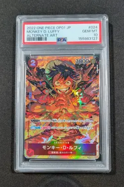 Japanese One Piece Holo Monkey D. Luffy OP01-024 PSA 10 GEM MINT Alt Art - Image 1
