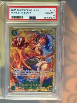 ONE PIECE OP13-118 CARRYING ON HIS WILL #118 MONKEY D. LUFFY PSA 10 SEC ENGLISH - Image 1