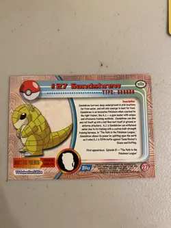 Sandshrew #27 BLUE Logo 1999 Topps TV Series 1 Nintendo Pokemon Cards NM - Image 3