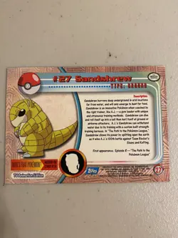 Sandshrew #27 BLUE Logo 1999 Topps TV Series 1 Nintendo Pokemon Cards NM - Image 4