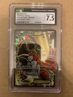 Groudon EX 150/160 CGC 7.5 NM/MINT + Full Art Pokemon Card XY Primal Clash 2015 - Image 1