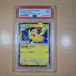 PSA 9 Mint Pikachu 242/SM-P 7-11 2018 Special Set Japanese Graded Card - Image 1
