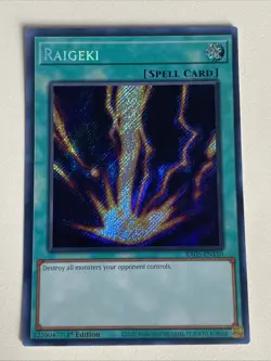 Yugioh Raigeki - 1st Edition Secret Rare NM - Plus Free Holo Card - A - Image 1