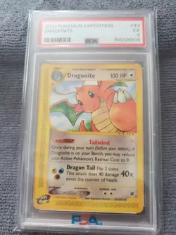 Dragonite Expedition Base Set Holo Rare Card 9/165 PSA 5 - Image 3