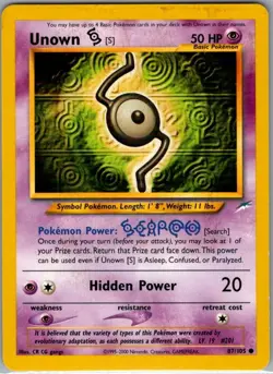 Unown [S] 87/105 Non Holo Neo Destiny - Pokemon Card - NM - Image 1