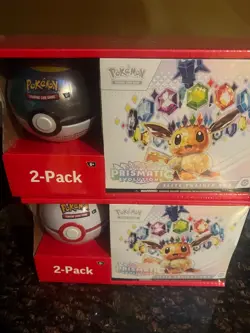 Two (2) Pokemon Sam’s Club Prismatic Evolutions ETB and Pokeball Bundle Sealed - Image 1