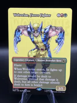 Wolverine, Fierce Fighter Borderless Marvel Super Heroes MTG NM Regular - Image 1
