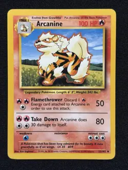 Arcanine 23/102 Base Set LP Pokemon Card WOTC 1999 Vintage - Image 1