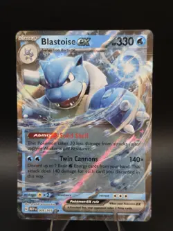 Pokemon Blastoise ex 009/165 Scarlet & Violet 151 Double Rare Holo EX English NM - Image 1