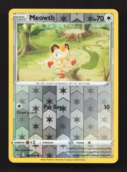 Meowth 199/264 Common Fusion Strike Pokemon Reverse Holo Near Mint - Image 1